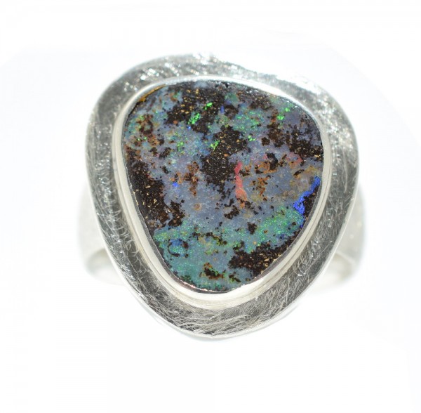 Opal Silberring, Boulder Opal