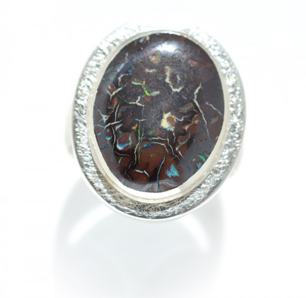 Opal Silberring, Boulder Opal