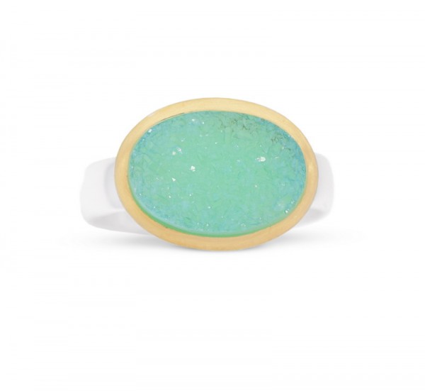 Drusenachat Ring, bicolor