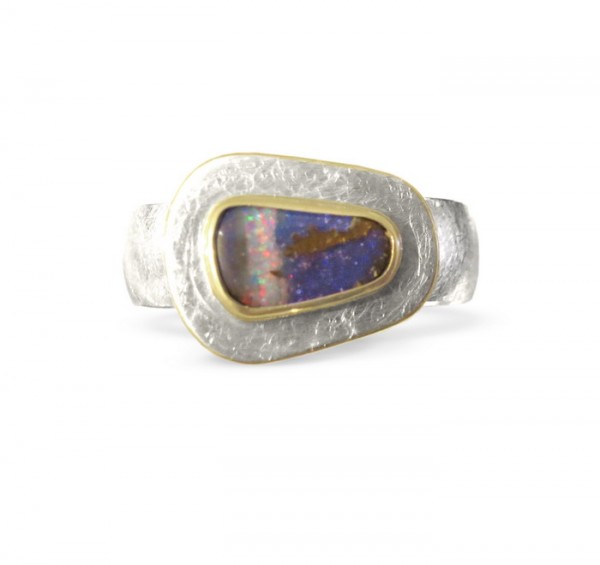 Silberring mit Boulder Opal 