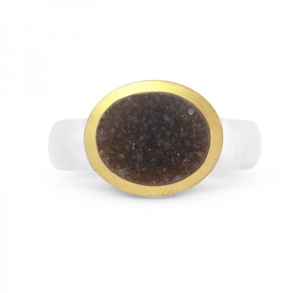 Drusenachat Ring, bicolor