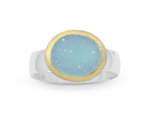 Drusenquarz Ring in bicolor