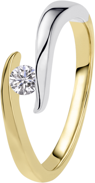 Diamant Ring Gelb + Weißgold