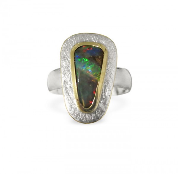Silberring mit Boulder Opal