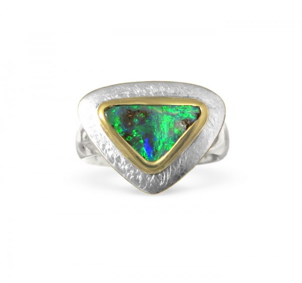 Silberring mit Boulder Opal 