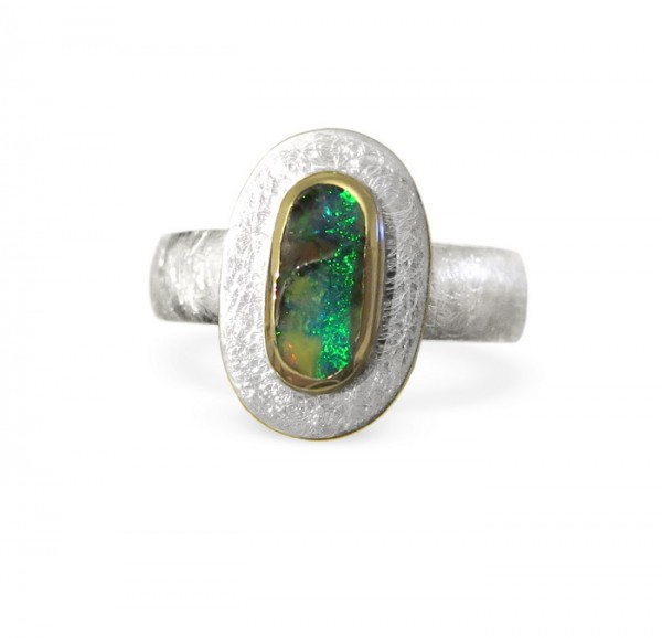 Silberring mit Boulder Opal 