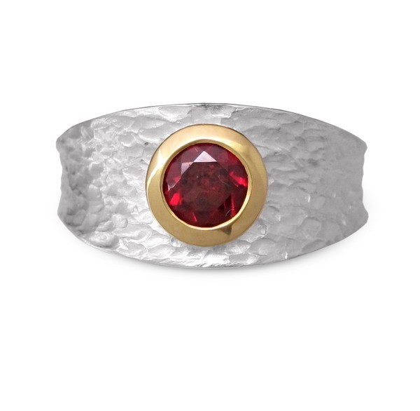 Granat Ring- bicolor