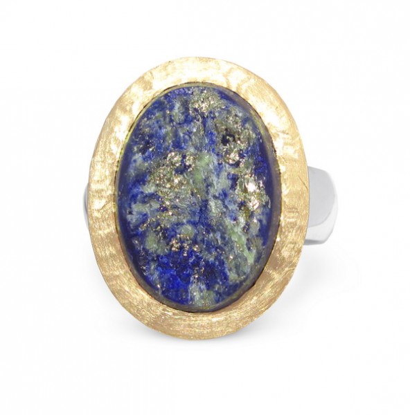 Lapislazuli Ring Natur Kristall - Gold Fassung