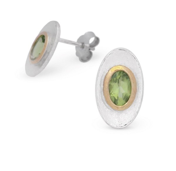 Peridot Ohrstecker in bicolor