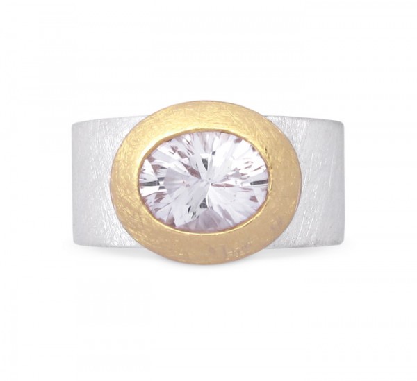 Bergkristall Ring, bicolor